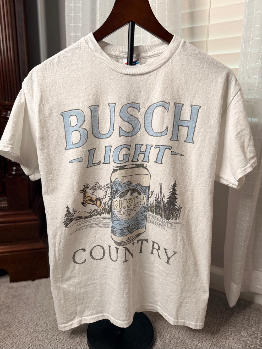 Busch Light Country Graphic Tee - White with Light Blue & Gray
